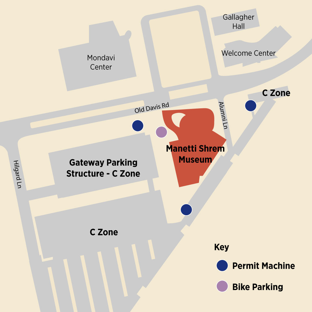 Map showing parking zones around the museum.