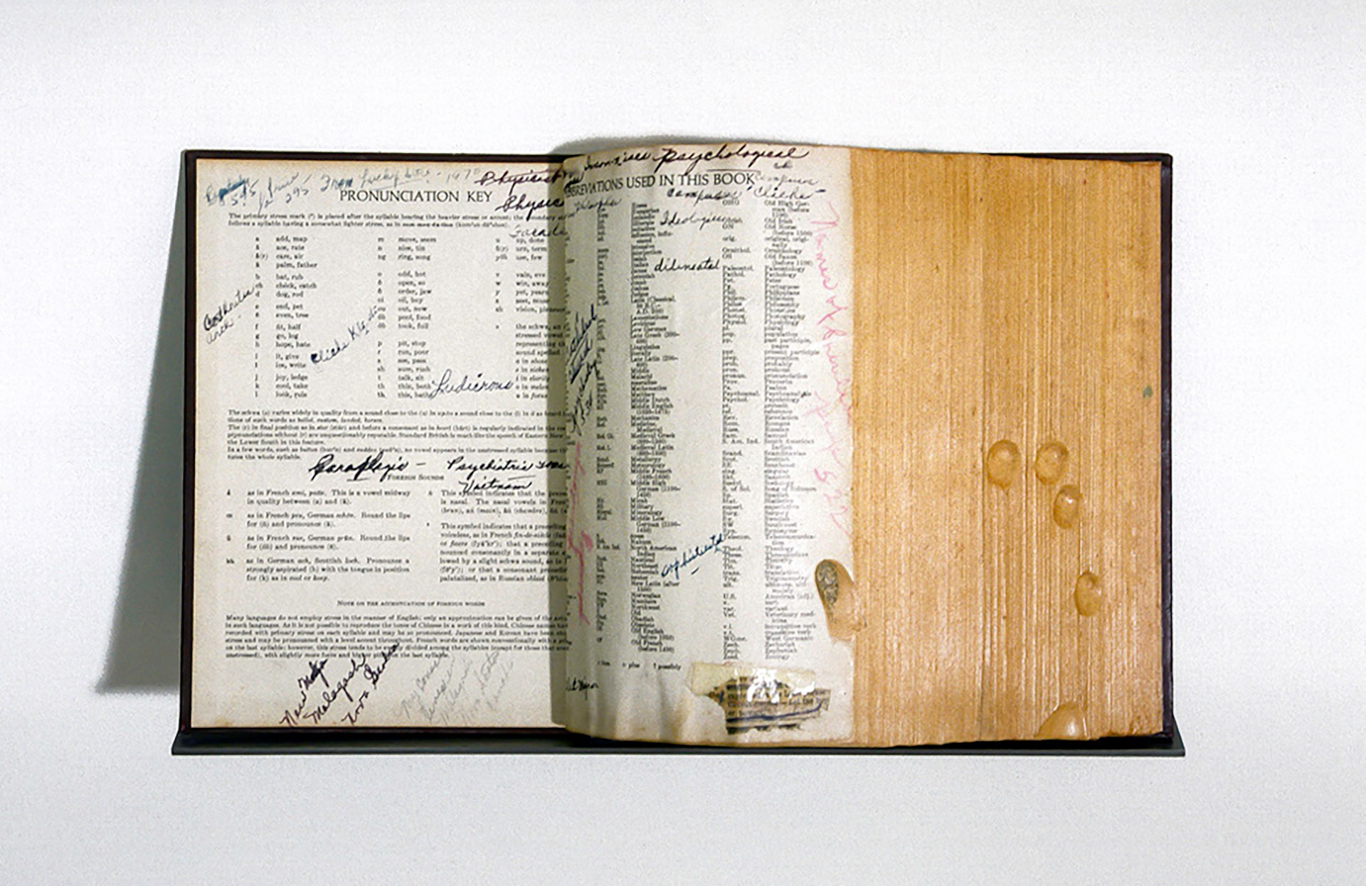 Used book with hand writing in the margins.