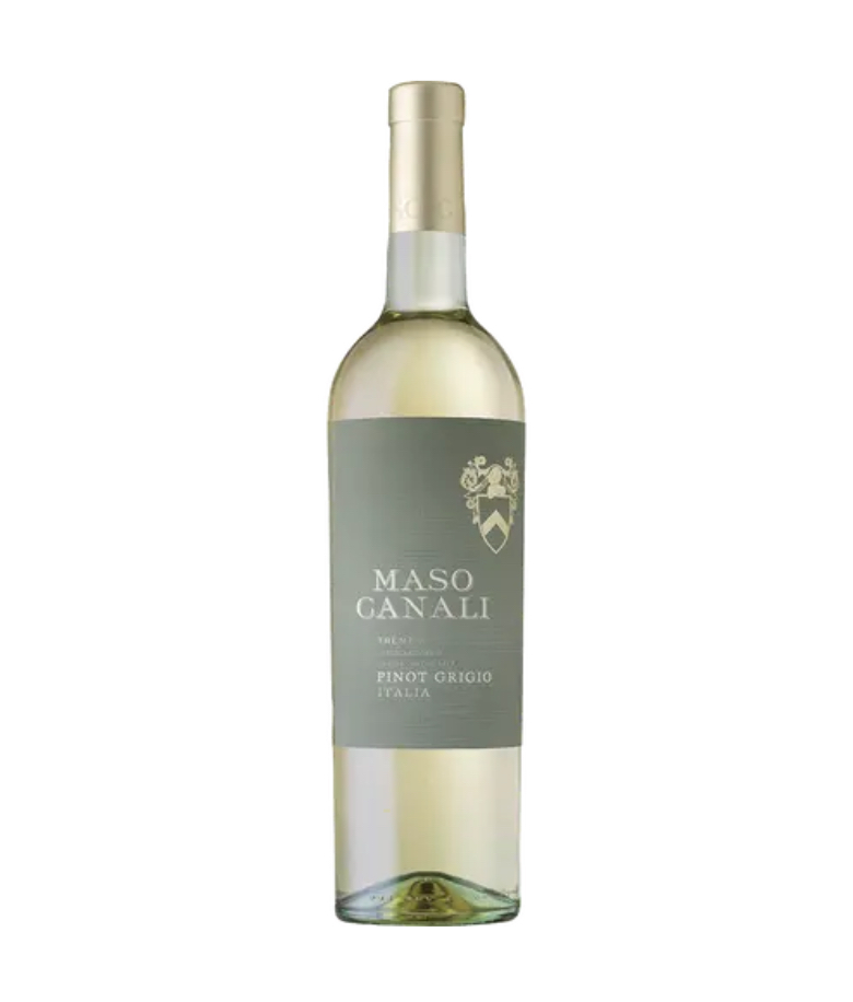 Bottle of Pinot Grigio from Maso Canali vineyard.