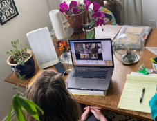 Working at dining room table