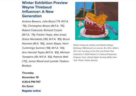 Winter Exhibition Preview: Wayne Thiebaud Influencer