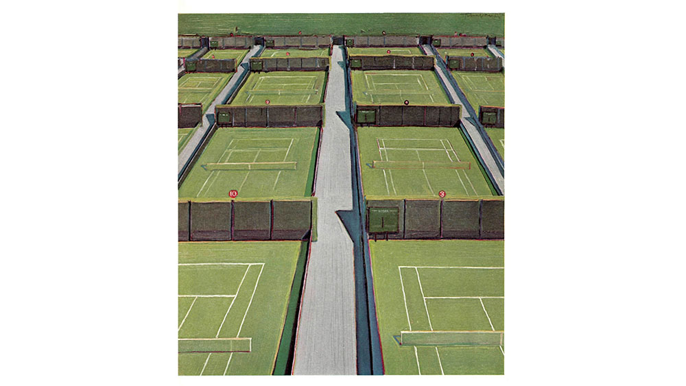 Wayne Thiebaud, The Outside Courts at Wimbledon, 1968. Oil on canvas, 22 x 20 in.