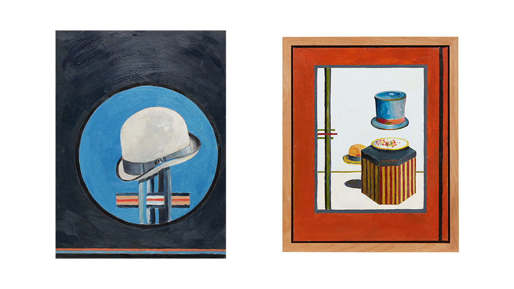 Gene Cooper, Hat Series 003 and Hat Series 006, 2020, oil on canvas.