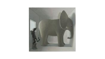 Vonn Cummings Sumner, Elephant in the Room II, 2020. Oil on canvas over panel, 15 x 16 in. (38.1 x 40.6 cm). Courtesyof the artist. © Vonn Cummings Sumner. Photo: Cleber Bonato.