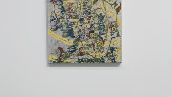 (Helix/Suspension 2021) oil and spray on canvas 30”x40”