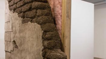 Vacant Home 2020 Adobe bricks made by hand in La Florida, CO; Soil from a suburban backyard; Concrete; Dimensional lumber; Gypsum board; Sherwin Williams “Agreeable Grey” house paint; Fiberglass insulation; Baseboard molding.  12’L x 6’W x 8’H.