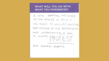 What will you do with what you experienced? I will keep the messages in the works in mind + use them to employ empathy for people of all backgrounds. Most importantly, I vow to always PROTEST for human rights.