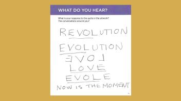 WHAT DO YOU HEAR?: REVOLUTION- EVOLUTION- LOVE- LOVE- EVOLE- NOW IS THE MOMENT 