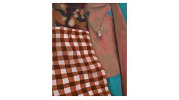 Painting by Melanie Hernandez of checkered cloth.