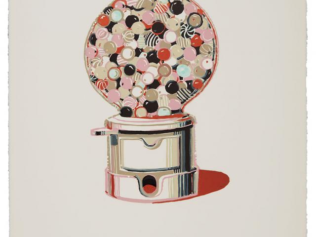 Print of a gumball machine by Wayne Thiebaud