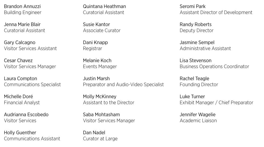 Names of all MSM staff who have signed the shared commitment statement.