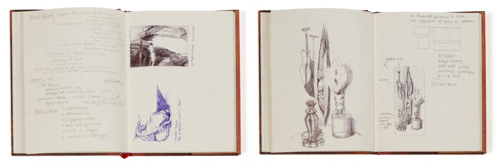 Two open sketchbooks from artist Patricia Wall.