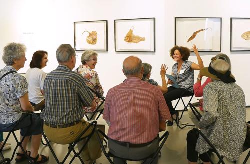 People sitting in the galleries listening to a talk.