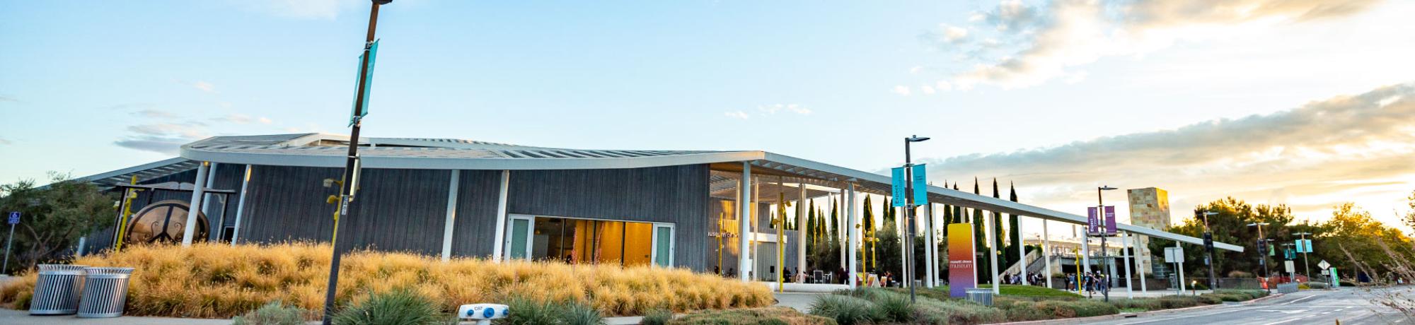 Photo of the museum at sunset during the fall.