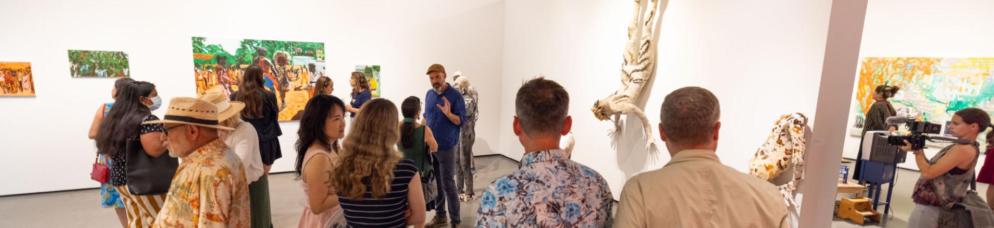 Visitors in the galleries during the 2024 Grad Show.