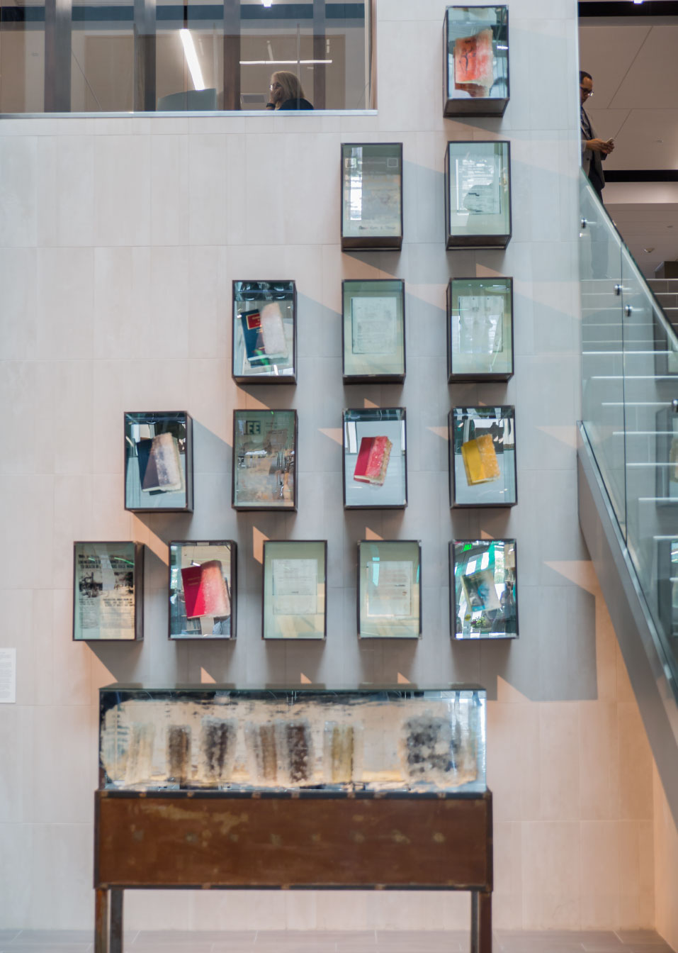 Photo of The Crystal Paradox installation by Edgar Arceneaux at SJ Quinney College of Law.