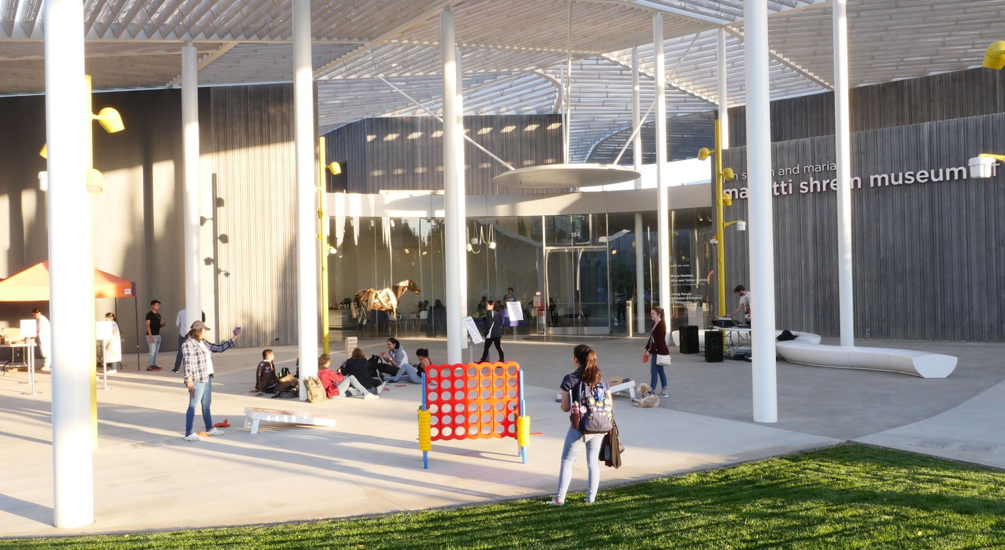 Photo of students on the Manetti Shrem Museum event plaza.