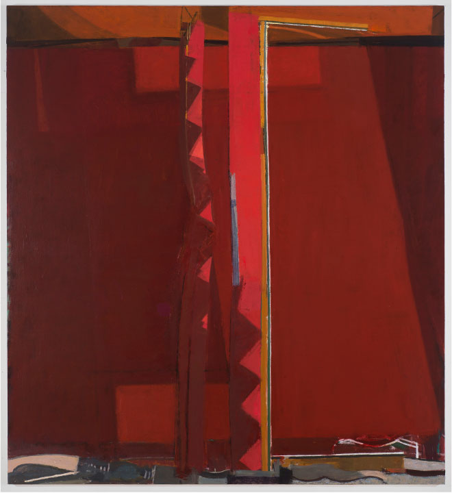 Painting by Sangram Majumdar, open borders, 2017, 66 x 60 in., oil on linen.